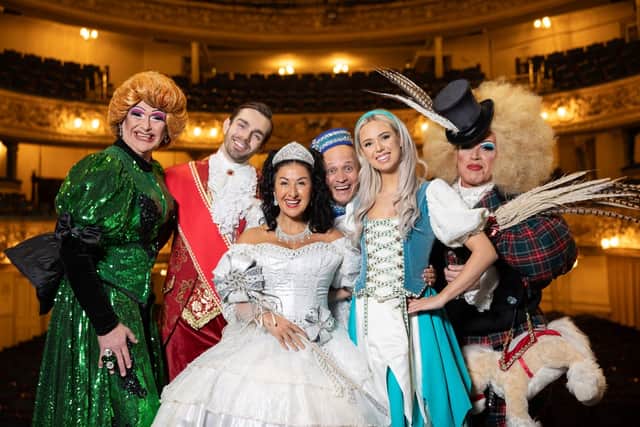 The full cast of the panto Cinderalla, at Blackpool Grand Theatre