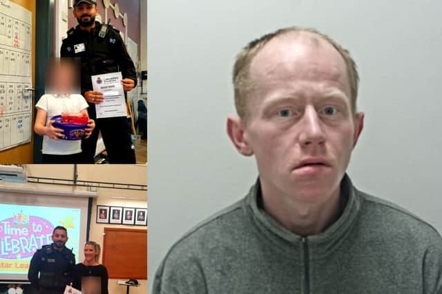 Shoplifter Alan Morris, 31, escaped from police by hiding between a bin shed and a bush in a front garden - but two quick-thinking 6-year-old girls spotted him and, realising officers were looking for him, pointed him out leading to his arrest