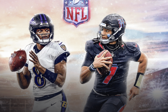 The second live game pits the Ravens again the Texans, with half-time entertainment coming from Beyonce.