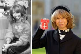 Left: Helen Worth pictured in 1984. Right: Helen receiving an MBE in 2023. Credit: Getty