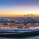 A view of Pleasure Beach Resort from the coast