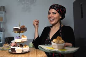 Helen Blake of Vea Curious Vegan Baking, with a selection of her sweet treats