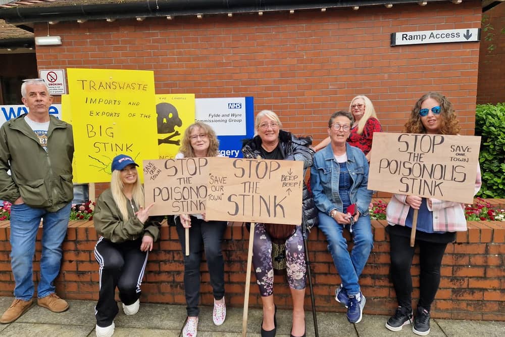 Protesters against the landfill emissions last year - now residents say the smell has returned with a vengeance