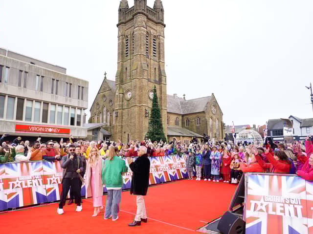 Judges Simon Cowell, Amanda Holden, Alesha Dixon and Bruno Tonioli, arriving for Britain's Got Talent auditions at the Winter Gardens Blackpool,