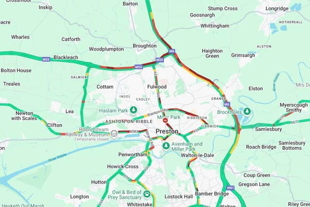 Heavy traffic on the M6 and M55 following a crash near Preston