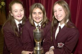 Montgomery School pupils Amy Tobin 12, Sam Daniels 12 , Claire Hamilton 15. The girls have wone the North West Rotary Club Blackpool North Public Speaking Comp