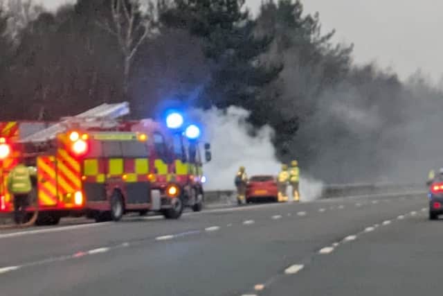 Lancashire fire crews at the scene on the M6 between junctions 32 and 33 at around 8.07am on Saturday morning (18 January)