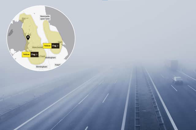 A weather warning for fog has been issued in Lancashire