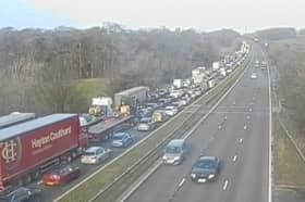 The M6 northbound was closed near Lancaster while National Highways ensured the trees on the roadside were safe to pass