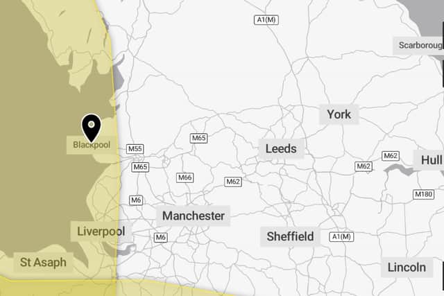 More windy weather is expected on the Lancashire coast on Sunday. A yellow weather warning for Blackpool and the Fylde coast will be in effect from 8am until 3pm.
The yellow wind warning includes Kirkham and parts of the Fylde and Wyre, with wind gusts expected to reach 45mph.