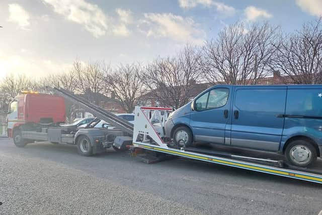 A van was seized in Fleetwood after a driver was caught with no licence or insurance