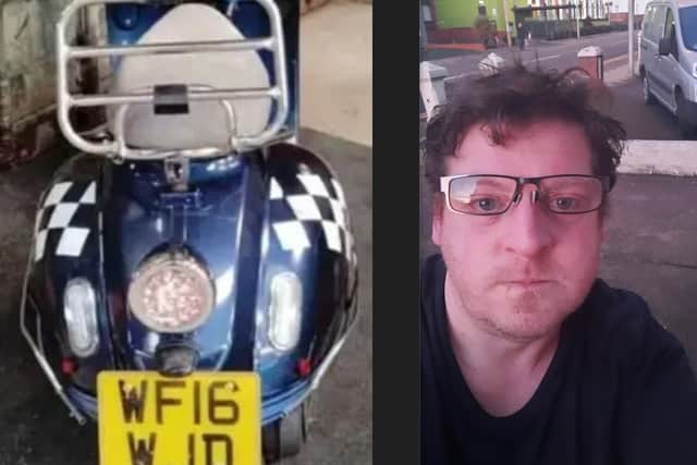 Wayne Kelly and hus stolen moped