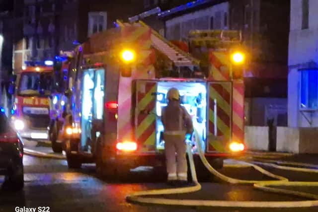 Firefighters tackle the blaze at Wilton Parade on Monday night