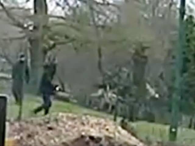 Harrowing CCTV shows the final moments of a teenager's life as he fled two thugs who stabbed him in a park in broad daylight.  
