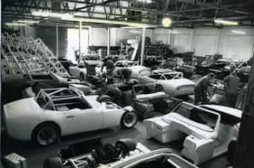 The TVR Workforce putting the finishing touches to the race cars, 1989