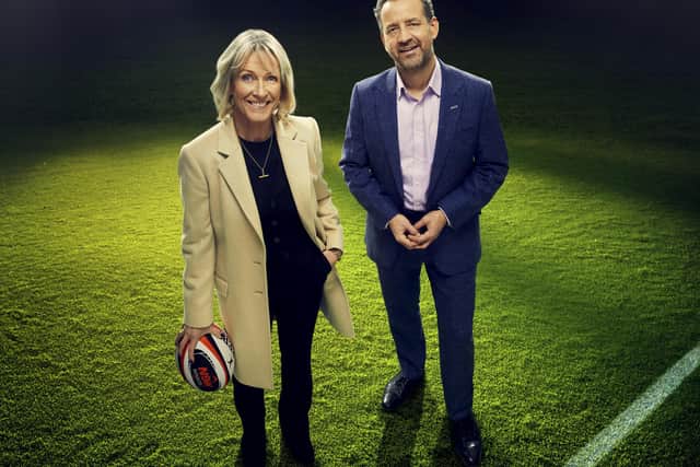 Jill Douglas (L) and Mark Pougatch (R) will lead ITV's coverage of the Six Nations in 2025