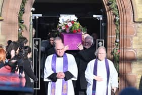 Singer Linda Nolan was brought to her funeral in a pink sparkly coffin