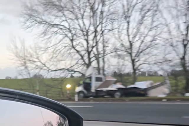 The van involved in the crash on the M6 in Preston
