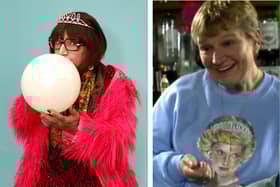 Barbara Nice (left) is embarking on a new tour. She is played by Janice Connolly (pictured right in Phoenix Nights- credit Channel 4).