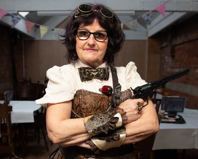 Ingrid in her 'explorer' outfit at the Steampunk meet-up