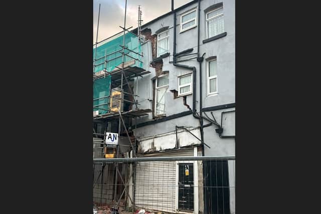 Structural damage at Margaret Fletcher's home pn Bairstow Street, Blackpool