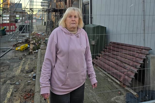 Margaret Fletcher outside the home she can't live in