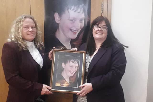 Ronay Crompton (left), who is behind the Justice for Charlene campaign, with acclaimed cold case private investigator Jen Jarvie during a vigil for Charlene Downes in Blackpool back in 2022