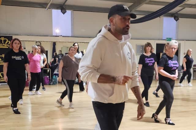 Giovanni Pernice leads from the front during the workshop at the Crown Dance Studio in Fleetwood