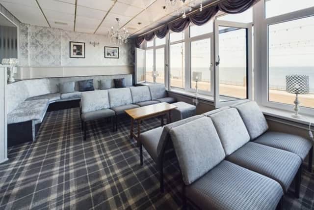 The lounge at the Rutland Hotel, with its seaviews ove Blackpool's North Shore beach|Kays Peake Property Services