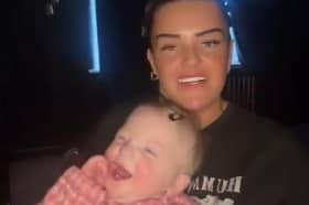 Laura Birchall with 'transgender' baby Bella. 