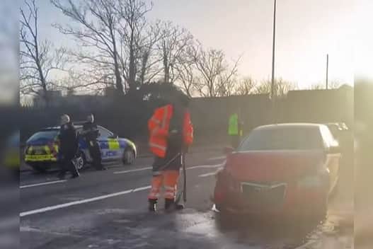The scene of the crash in Talbot Road, Blackpool on Thursday evening (February 20)