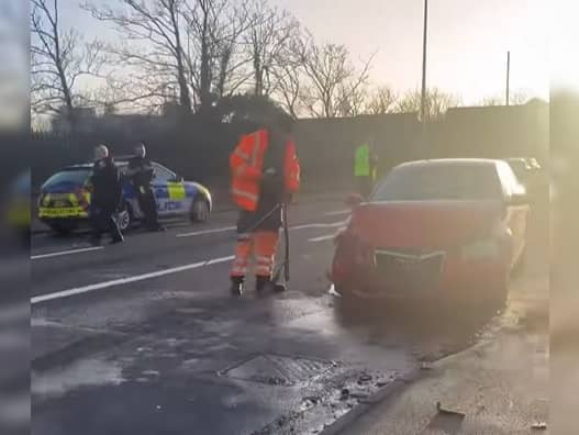 The scene of the crash in Talbot Road, Blackpool on Thursday evening (February 20)