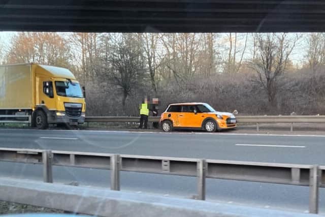 Heavy traffic was building on the M6 southbound following a crash involving a lorry and a car
