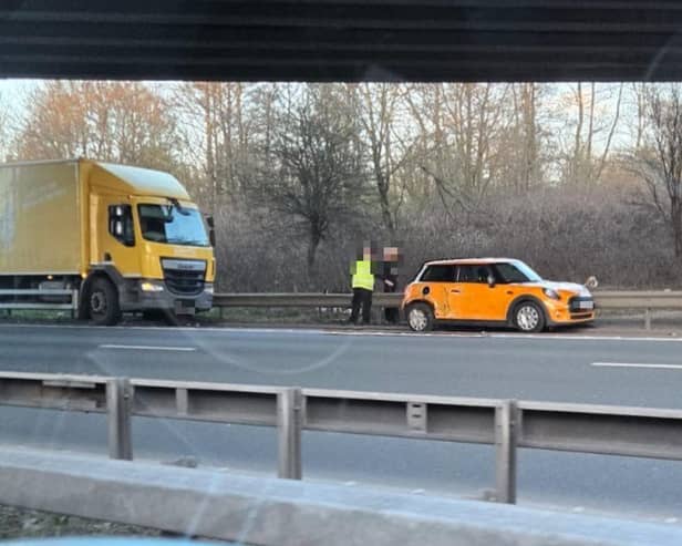 Heavy traffic was building on the M6 southbound following a crash involving a lorry and a car