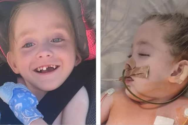 Little Lyla Hope-Harker from Blackpool is seriously ill in hospital in Liverpool