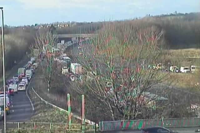 Severe delays were building on the M61 after a crash near Chorley