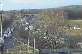 Severe delays were building on the M61 after a crash near Chorley