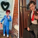 L: Ziggy age 5 as David Bowie. R: Louie age 7 as Mr Bean