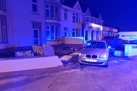 The scene of the crash in Queen's Promenade, Blackpool at around 11pm on Friday (February 28)