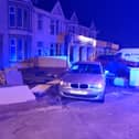 The scene of the crash in Queen's Promenade, Blackpool at around 11pm on Friday (February 28)