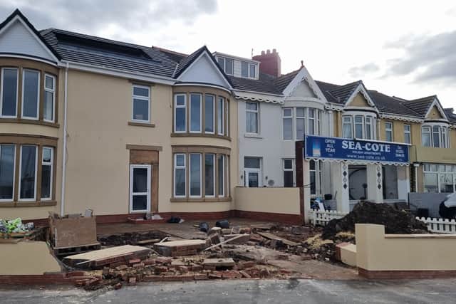 Rene has been transforming the former 11-bed Cliff Head Hotel on Queen's Promenade in Bispham, bought at auction, into his private home and work had only just been completed on a brand new garden wall - now destroyed in a hit and run on Friday, February 28