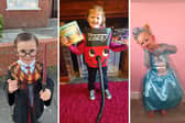 L to R: Koa, age 3, as Harry Potter; Anni age 7 as Henry Hoover; Willow-Mae, Aged 2 as Elsa