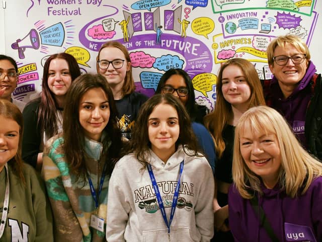 Some of the young women from UYA who took part in the Plan UK State of Girls Report.