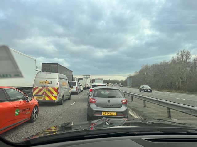Two-hour delays were reported on the M6 between Preston and Lancaster following a crash