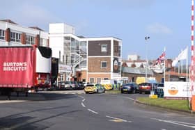The motorcyclist, aged in his 20s, smashed through the metal fence of the Burton's Biscuits factory in Devonshire Road, Blackpool at 5pm on Sunday, March 9