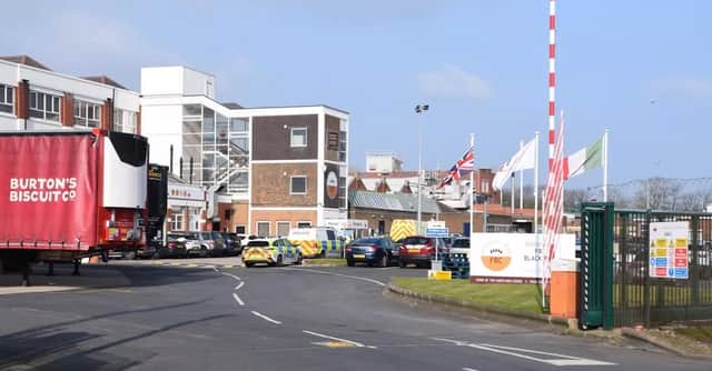 The motorcyclist, aged in his 20s, smashed through the metal fence of the Burton's Biscuits factory in Devonshire Road, Blackpool at 5pm on Sunday, March 9
