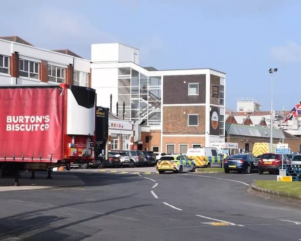 The motorcyclist, aged in his 20s, smashed through the metal fence of the Burton's Biscuits factory in Devonshire Road, Blackpool at 5pm on Sunday, March 9