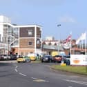 The motorcyclist, aged in his 20s, smashed through the metal fence of the Burton's Biscuits factory in Devonshire Road, Blackpool at 5pm on Sunday, March 9