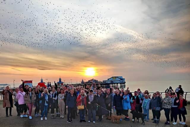 The Wandering Women group on Blackpool prom