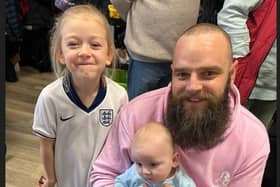 Danny Bend, with stepdaughter Lottie and his little boy, is raising funds for Poppy Atkinson's family